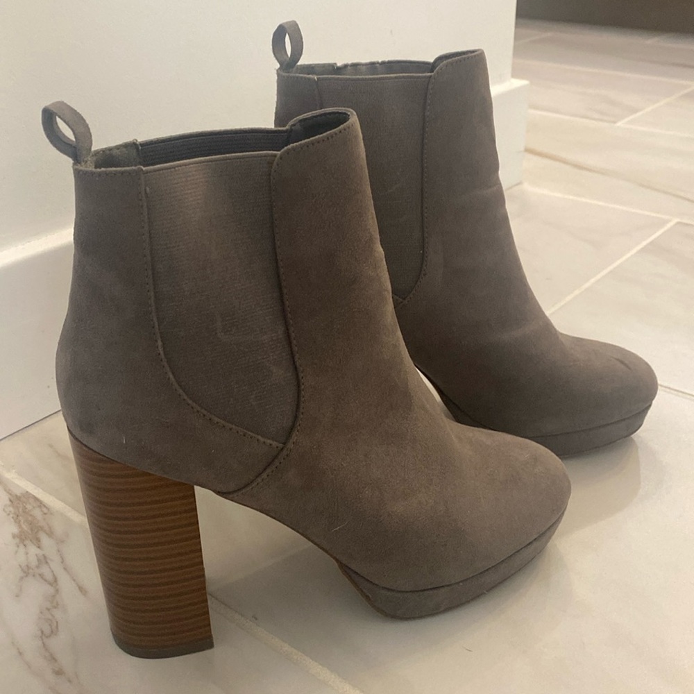 Gray suede booties